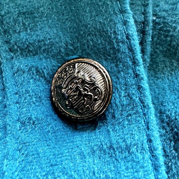 VTG Dee California Totally 80s Jumpsuit Short Sleeve Gold Button Front Teal L - Picture 2 of 6